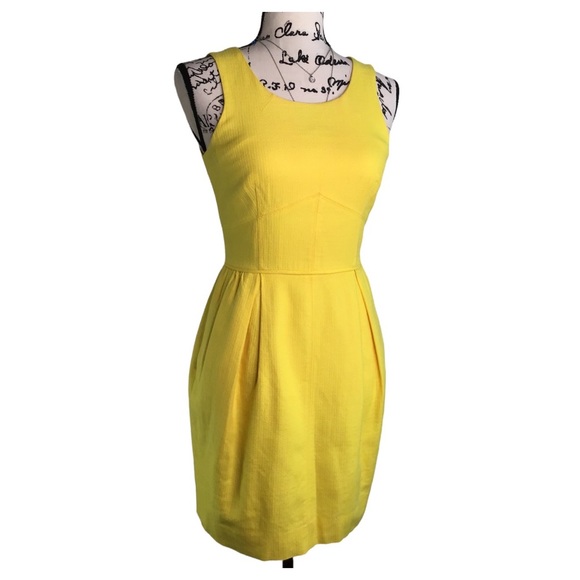 J. Crew Basket Weave Sleeveless A-Line Shift Career Work Dress Yellow 64991 Sz 0 - Picture 8 of 16